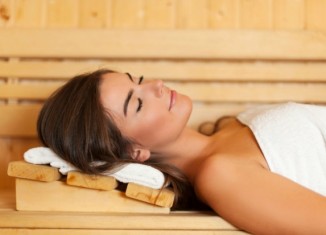 Woman Sleeping in Sauna