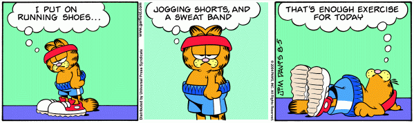 Garfield Comic August 5, 2004 - Garfield Exercising