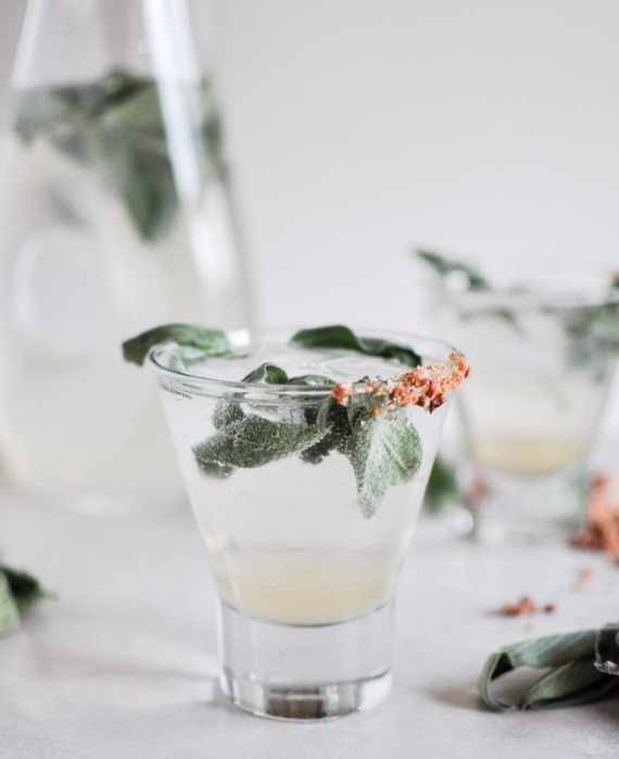 Honey sage gin fizz